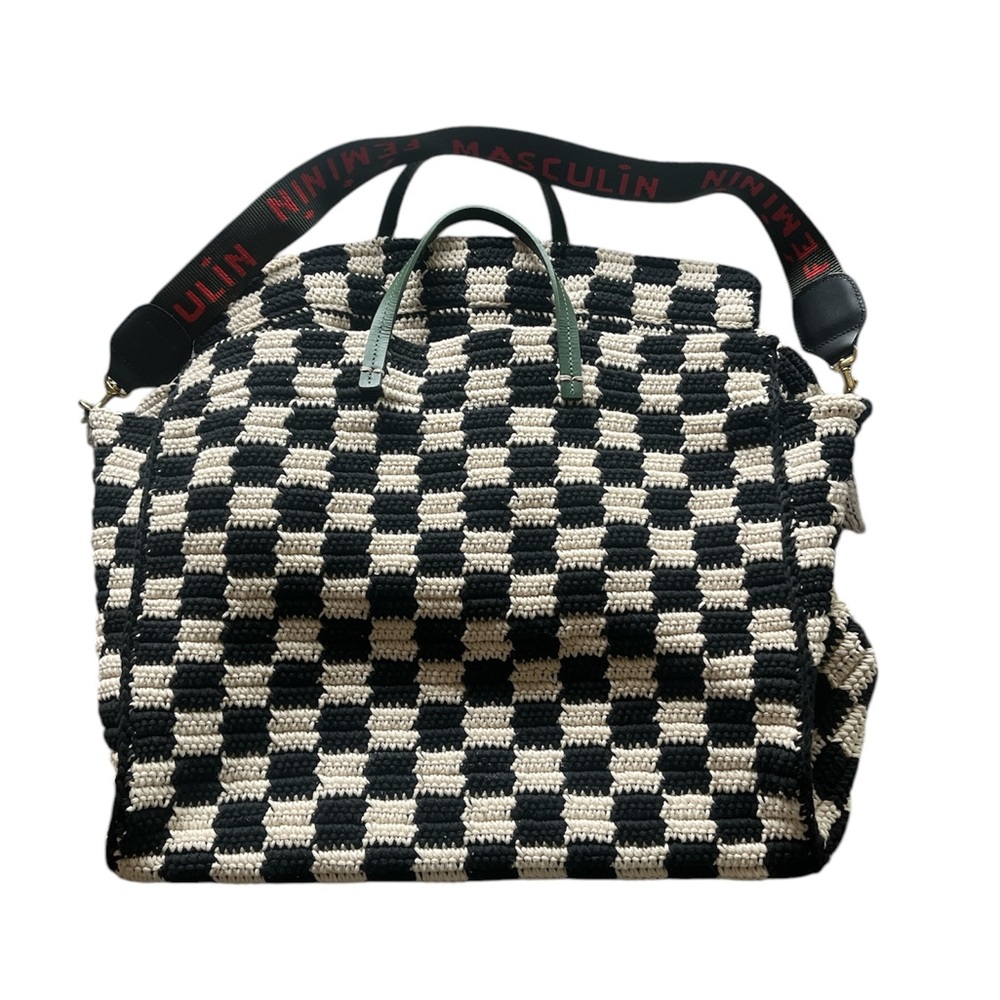 Clare V summer simple tote black and white checkered